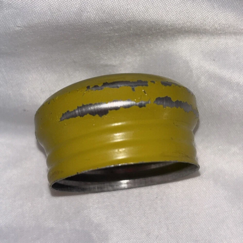 Vintage Amber Glass Salt‎ Pepper Shakers Takahashi Japan Yellow Metal Screw Lids